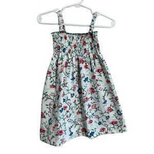 Strawberry Guava Hawaiian Toddler Dress 3T White Floral Smocked USA